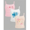 image:imageRoseSeek Girls 3 Packs Cheetah Leopard Floral Tank Top Spaghetti Strap Fitted Summer Cute Camisole TopsPink Beige White