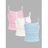 image:imageRoseSeek Girls 3 Packs Cheetah Leopard Floral Tank Top Spaghetti Strap Fitted Summer Cute Camisole TopsPink Blue White