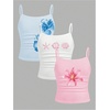 image:imageRoseSeek Girls 3 Packs Cheetah Leopard Floral Tank Top Spaghetti Strap Fitted Summer Cute Camisole TopsPink White Blue