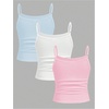 image:imageRoseSeek Girls 3 Packs Cheetah Leopard Floral Tank Top Spaghetti Strap Fitted Summer Cute Camisole TopsPink White Blue