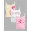 image:imageRoseSeek Girls 3 Packs Cheetah Leopard Floral Tank Top Spaghetti Strap Fitted Summer Cute Camisole TopsPink Yellow Blue