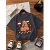 image:imageRoseSeek Girls 3 Packs Graphic Print T Shirts Set Crew Neck Short Sleeve T Shirt Oversized Summer TopsBeige Blue Black
