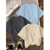 image:imageRoseSeek Girls 3 Packs Graphic Print T Shirts Set Crew Neck Short Sleeve T Shirt Oversized Summer TopsBeige Blue Black