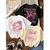 image:imageRoseSeek Girls 3 Packs Graphic Print T Shirts Set Crew Neck Short Sleeve T Shirt Oversized Summer TopsBeige White Black