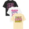 image:imageRoseSeek Girls 3 Packs Graphic Print T Shirts Set Crew Neck Short Sleeve T Shirt Oversized Summer TopsBlack Beige White
