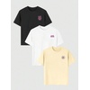 image:imageRoseSeek Girls 3 Packs Graphic Print T Shirts Set Crew Neck Short Sleeve T Shirt Oversized Summer TopsBlack Beige White