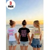 image:imageRoseSeek Girls 3 Packs Graphic Print T Shirts Set Crew Neck Short Sleeve T Shirt Oversized Summer TopsBlack Beige White