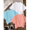 image:imageRoseSeek Girls 3 Packs Graphic Print T Shirts Set Crew Neck Short Sleeve T Shirt Oversized Summer TopsBlue Pink White