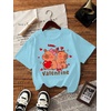 image:imageRoseSeek Girls 3 Packs Graphic Print T Shirts Set Crew Neck Short Sleeve T Shirt Oversized Summer TopsBlue Purple White