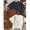 image:imageRoseSeek Girls 3 Packs Graphic Print T Shirts Set Crew Neck Short Sleeve T Shirt Oversized Summer TopsBrown Black Beige