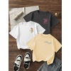 image:imageRoseSeek Girls 3 Packs Graphic Print T Shirts Set Crew Neck Short Sleeve T Shirt Oversized Summer TopsGrey Beige White
