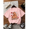 image:imageRoseSeek Girls 3 Packs Graphic Print T Shirts Set Crew Neck Short Sleeve T Shirt Oversized Summer TopsMulti Black White Pink