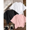 image:imageRoseSeek Girls 3 Packs Graphic Print T Shirts Set Crew Neck Short Sleeve T Shirt Oversized Summer TopsMulti Black White Pink