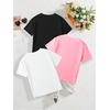 image:imageRoseSeek Girls 3 Packs Graphic Print T Shirts Set Crew Neck Short Sleeve T Shirt Oversized Summer TopsPink Black White