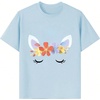 image:imageRoseSeek Girls 3 Packs Graphic Print T Shirts Set Crew Neck Short Sleeve T Shirt Oversized Summer TopsPink Blue White