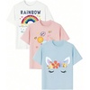 image:imageRoseSeek Girls 3 Packs Graphic Print T Shirts Set Crew Neck Short Sleeve T Shirt Oversized Summer TopsPink Blue White