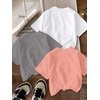 image:imageRoseSeek Girls 3 Packs Graphic Print T Shirts Set Crew Neck Short Sleeve T Shirt Oversized Summer TopsPink Grey White