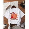 image:imageRoseSeek Girls 3 Packs Graphic Print T Shirts Set Crew Neck Short Sleeve T Shirt Oversized Summer TopsPink Grey White