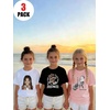 image:imageRoseSeek Girls 3 Packs Graphic Print T Shirts Set Crew Neck Short Sleeve T Shirt Oversized Summer TopsPink White Black