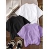 image:imageRoseSeek Girls 3 Packs Graphic Print T Shirts Set Crew Neck Short Sleeve T Shirt Oversized Summer TopsPurple White Black