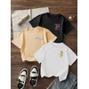 image:imageRoseSeek Girls 3 Packs Graphic Print T Shirts Set Crew Neck Short Sleeve T Shirt Oversized Summer TopsWhite Beige Black