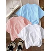 image:imageRoseSeek Girls 3 Packs Graphic Print T Shirts Set Crew Neck Short Sleeve T Shirt Oversized Summer TopsWhite Pink Blue