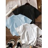 image:imageRoseSeek Girls 3 Packs T Shirts Set Letter Graphic Tees Short Sleeve Crew Neck Summer Tee ShirtBlack Blue White