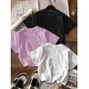image:imageRoseSeek Girls 3 Packs T Shirts Set Letter Graphic Tees Short Sleeve Crew Neck Summer Tee ShirtBlack Purple White