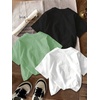 image:imageRoseSeek Girls 3 Packs T Shirts Set Letter Graphic Tees Short Sleeve Crew Neck Summer Tee ShirtBlack White Green