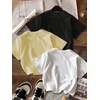 image:imageRoseSeek Girls 3 Packs T Shirts Set Letter Graphic Tees Short Sleeve Crew Neck Summer Tee ShirtBlack White Yellow