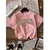 image:imageRoseSeek Girls 3 Packs T Shirts Set Letter Graphic Tees Short Sleeve Crew Neck Summer Tee ShirtCheetah White Pink Black