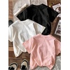 image:imageRoseSeek Girls 3 Packs T Shirts Set Letter Graphic Tees Short Sleeve Crew Neck Summer Tee ShirtGraphic Multicolor