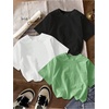 image:imageRoseSeek Girls 3 Packs T Shirts Set Letter Graphic Tees Short Sleeve Crew Neck Summer Tee ShirtGreen Black White