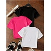 image:imageRoseSeek Girls 3 Packs T Shirts Set Letter Graphic Tees Short Sleeve Crew Neck Summer Tee ShirtHot Pink