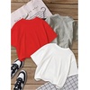 image:imageRoseSeek Girls 3 Packs T Shirts Set Letter Graphic Tees Short Sleeve Crew Neck Summer Tee ShirtPatterned Multicolor