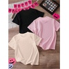 image:imageRoseSeek Girls 3 Packs T Shirts Set Letter Graphic Tees Short Sleeve Crew Neck Summer Tee ShirtPink Beige Black