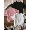 image:imageRoseSeek Girls 3 Packs T Shirts Set Letter Graphic Tees Short Sleeve Crew Neck Summer Tee ShirtPink Multicolor