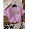 image:imageRoseSeek Girls 3 Packs T Shirts Set Letter Graphic Tees Short Sleeve Crew Neck Summer Tee ShirtPurple Black White