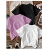 image:imageRoseSeek Girls 3 Packs T Shirts Set Letter Graphic Tees Short Sleeve Crew Neck Summer Tee ShirtPurple Black White