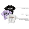 image:imageRoseSeek Girls 3 Packs T Shirts Set Letter Graphic Tees Short Sleeve Crew Neck Summer Tee ShirtPurple Multicolor