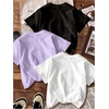 image:imageRoseSeek Girls 3 Packs T Shirts Set Letter Graphic Tees Short Sleeve Crew Neck Summer Tee ShirtPurple Multicolor