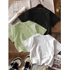 image:imageRoseSeek Girls 3 Packs T Shirts Set Letter Graphic Tees Short Sleeve Crew Neck Summer Tee ShirtWhite Black Green