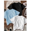 image:imageRoseSeek Girls 3 Packs T Shirts Set Letter Graphic Tees Short Sleeve Crew Neck Summer Tee ShirtWhite Blue Black