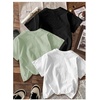 image:imageRoseSeek Girls 3 Packs T Shirts Set Letter Graphic Tees Short Sleeve Crew Neck Summer Tee ShirtWhite Green Black