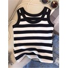 image:imageRoseSeek Girls 3 Piece Striped Sleeveless Shirt Scoop Neck Basic Tank Tops Casual UndershirtsBlack and White