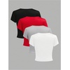 image:imageRoseSeek Girls 4 Pack Slim Fit Crop Tops Short Sleeve Crewneck Summer Shirts Tops Basic Layer TeesMulticolor