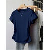 image:imageRoseSeek Girls 5 Packs T Shirts Short Sleeve Ruched Tee Tops Summer Fitted Crewneck Basic TopGrey Brown Red Blue Black
