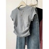 image:imageRoseSeek Girls 5 Packs T Shirts Short Sleeve Ruched Tee Tops Summer Fitted Crewneck Basic TopMulticolor