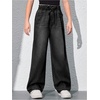 image:imageRoseSeek Girls Baggy Wide Leg Jeans High Elastic Waisted Denim Pants Casual Jeans with Bow Y2K StreetwearBlack