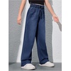 image:imageRoseSeek Girls Baggy Wide Leg Jeans High Elastic Waisted Denim Pants Casual Jeans with Bow Y2K StreetwearDeep Blue